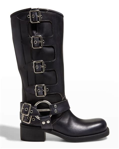 miu miu black buckle boots|Black Leather Boots .